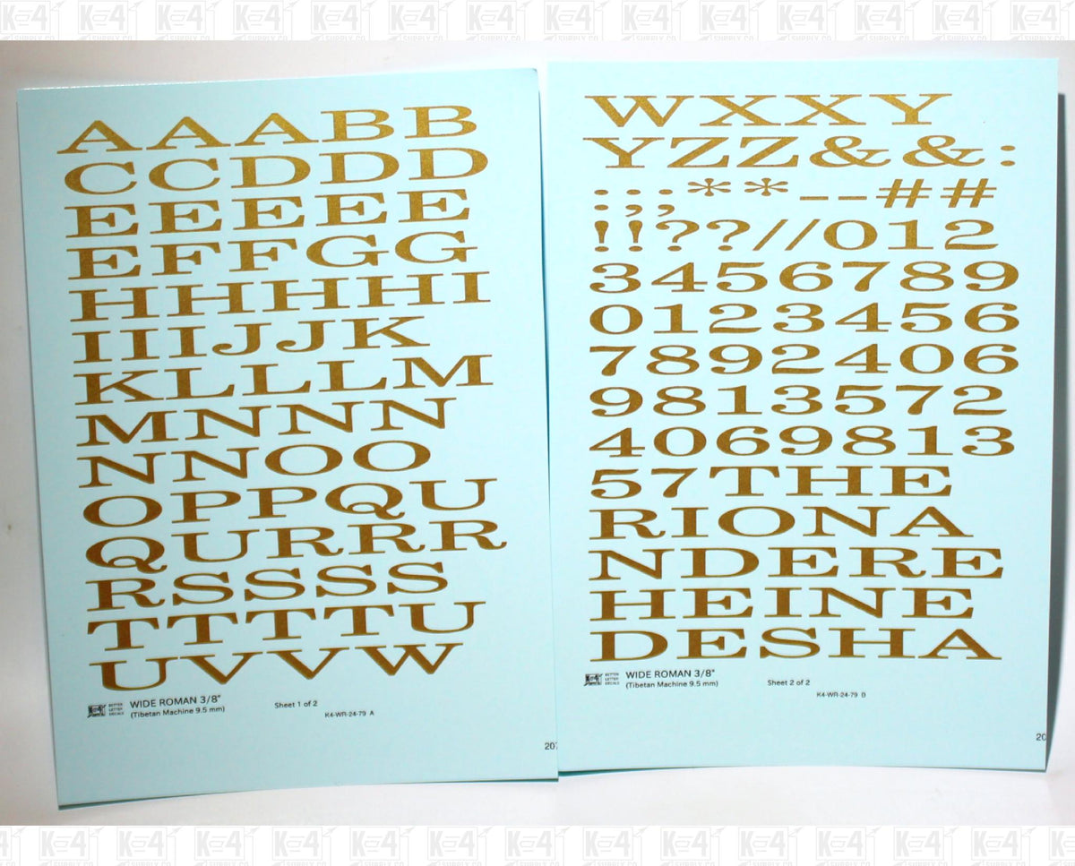 Wide Roman Letter Number Alphabet