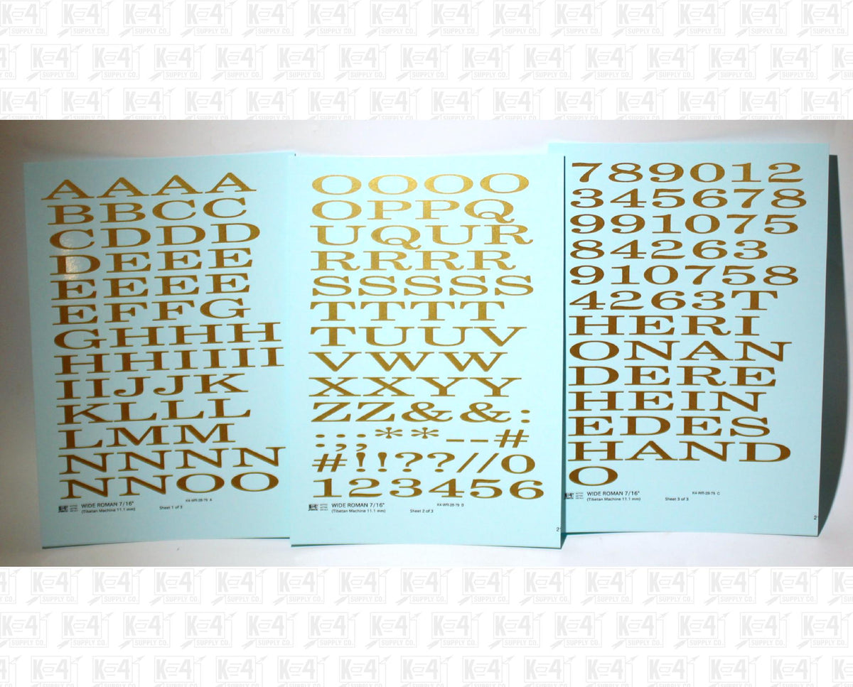 Wide Roman Letter Number Alphabet