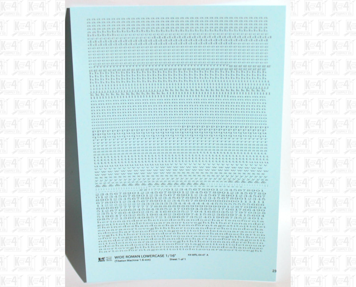 Lowercase Wide Roman Letter Number Alphabet