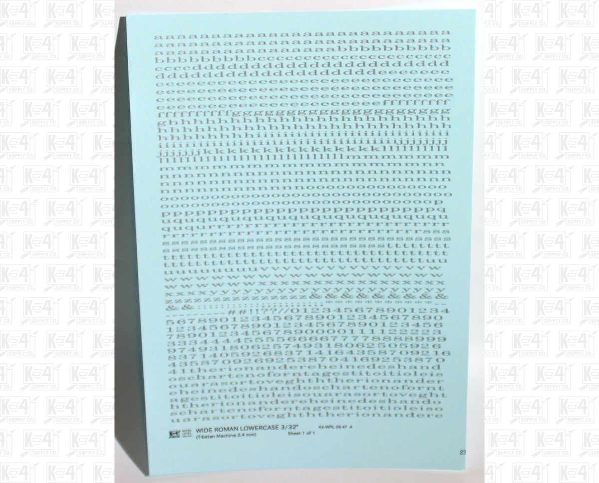 Lowercase Wide Roman Letter Number Alphabet