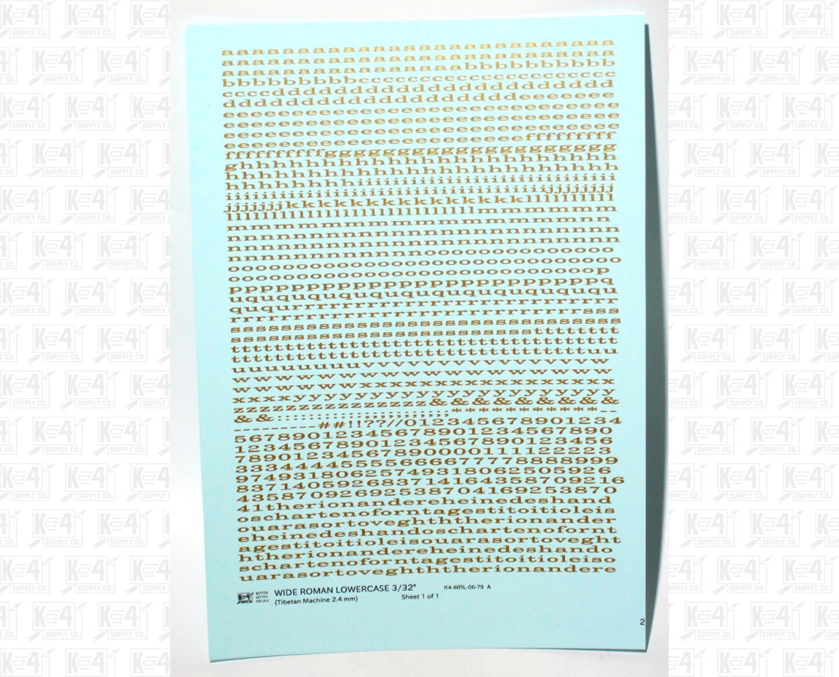 Lowercase Wide Roman Letter Number Alphabet