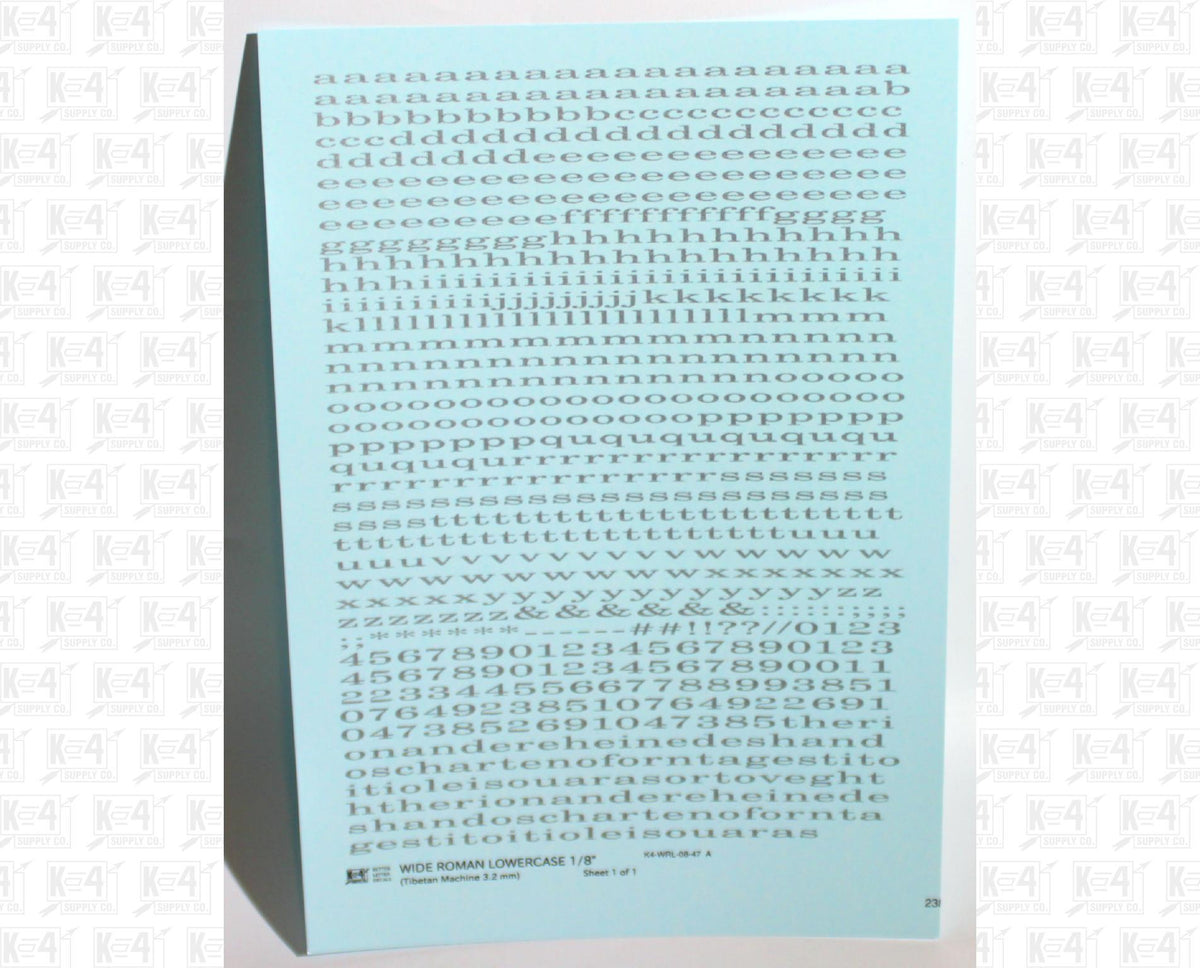 Lowercase Wide Roman Letter Number Alphabet