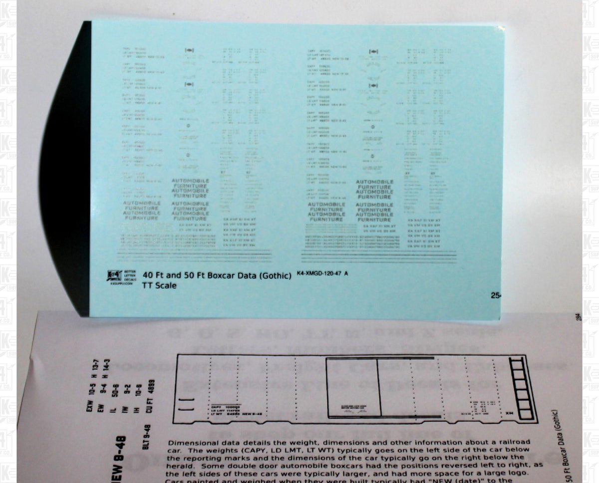 40 To 50 Ft Boxcar Gothic Font Dimensional Data Set