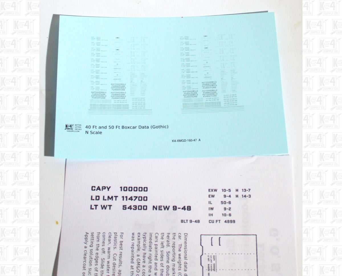 40 To 50 Ft Boxcar Gothic Font Dimensional Data Set