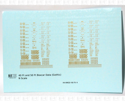 40 To 50 Ft Boxcar Gothic Font Dimensional Data Set