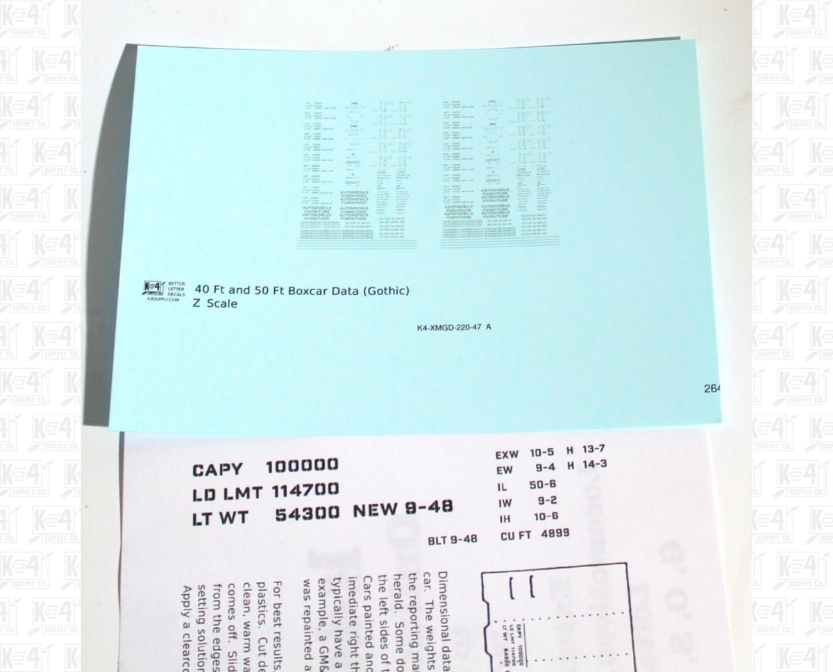 40 To 50 Ft Boxcar Gothic Font Dimensional Data Set