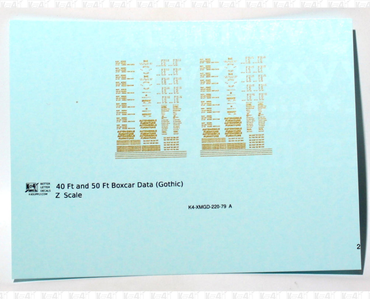 40 To 50 Ft Boxcar Gothic Font Dimensional Data Set