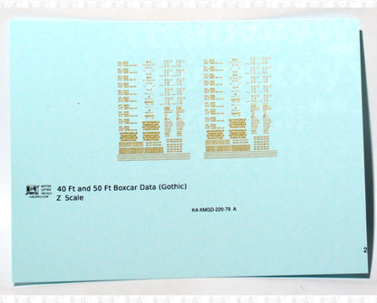 40 To 50 Ft Boxcar Gothic Font Dimensional Data Set