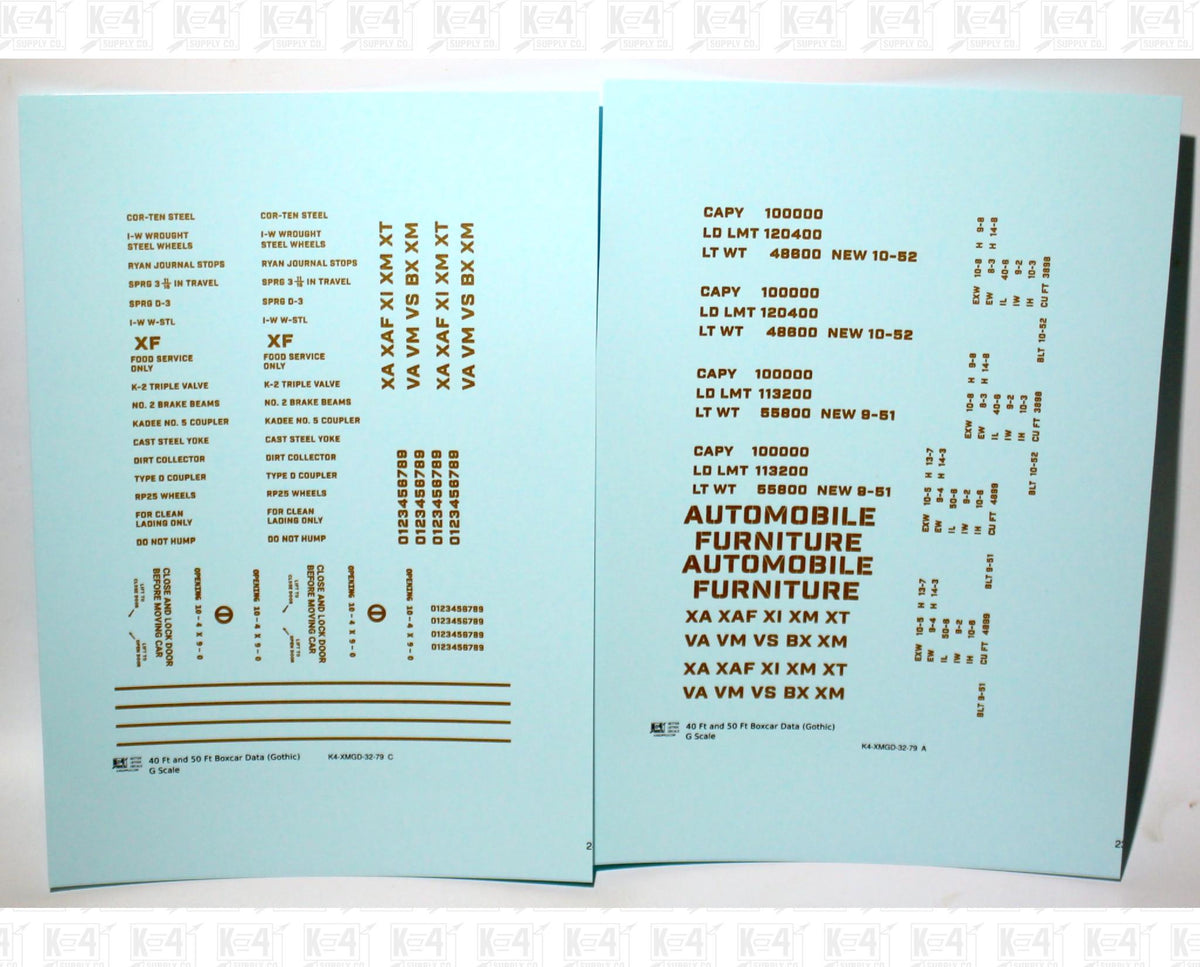 40 To 50 Ft Boxcar Gothic Font Dimensional Data Set