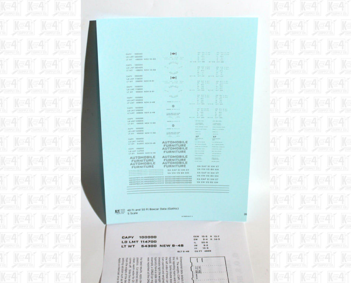 40 To 50 Ft Boxcar Gothic Font Dimensional Data Set