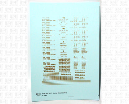 40 To 50 Ft Boxcar Gothic Font Dimensional Data Set