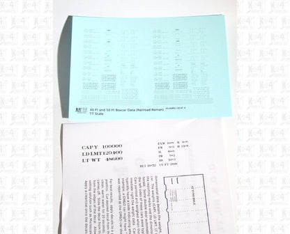 40 To 50 Ft Boxcar Roman Font Dimensional Data Set