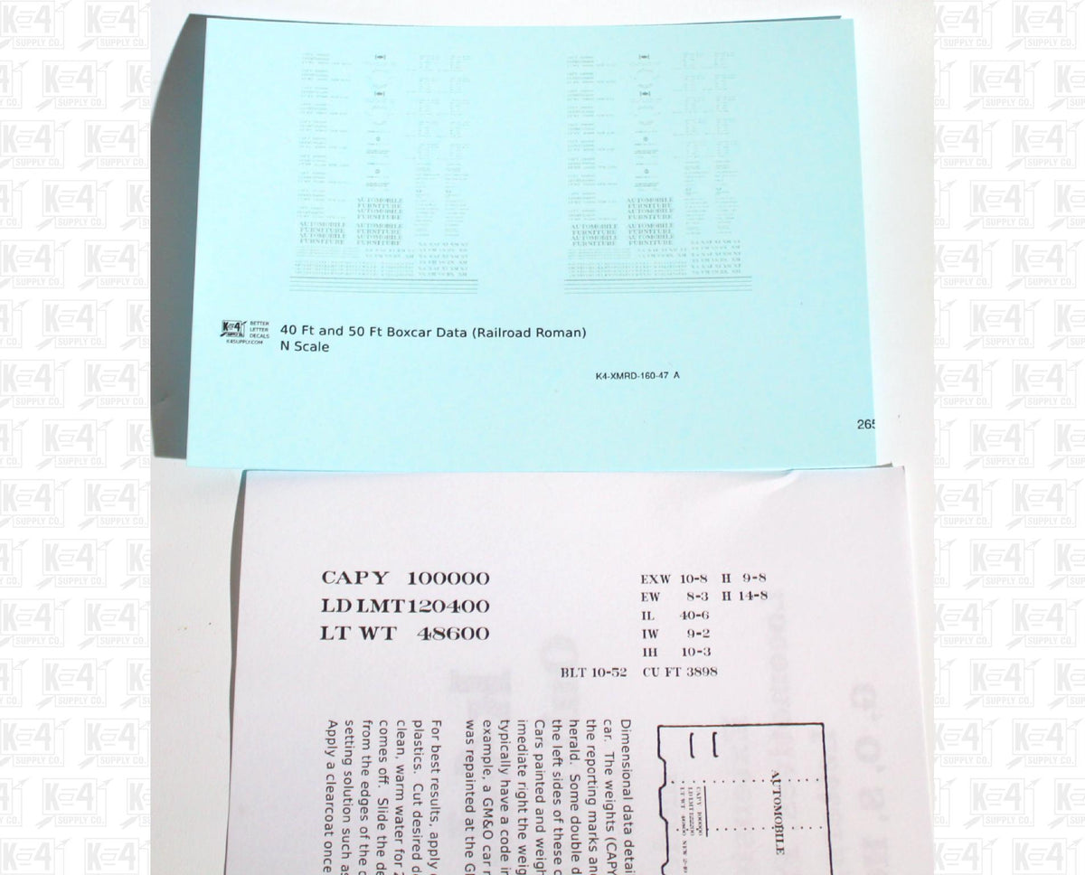 40 To 50 Ft Boxcar Roman Font Dimensional Data Set