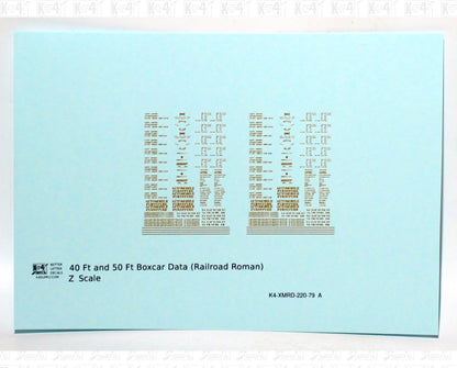40 To 50 Ft Boxcar Roman Font Dimensional Data Set