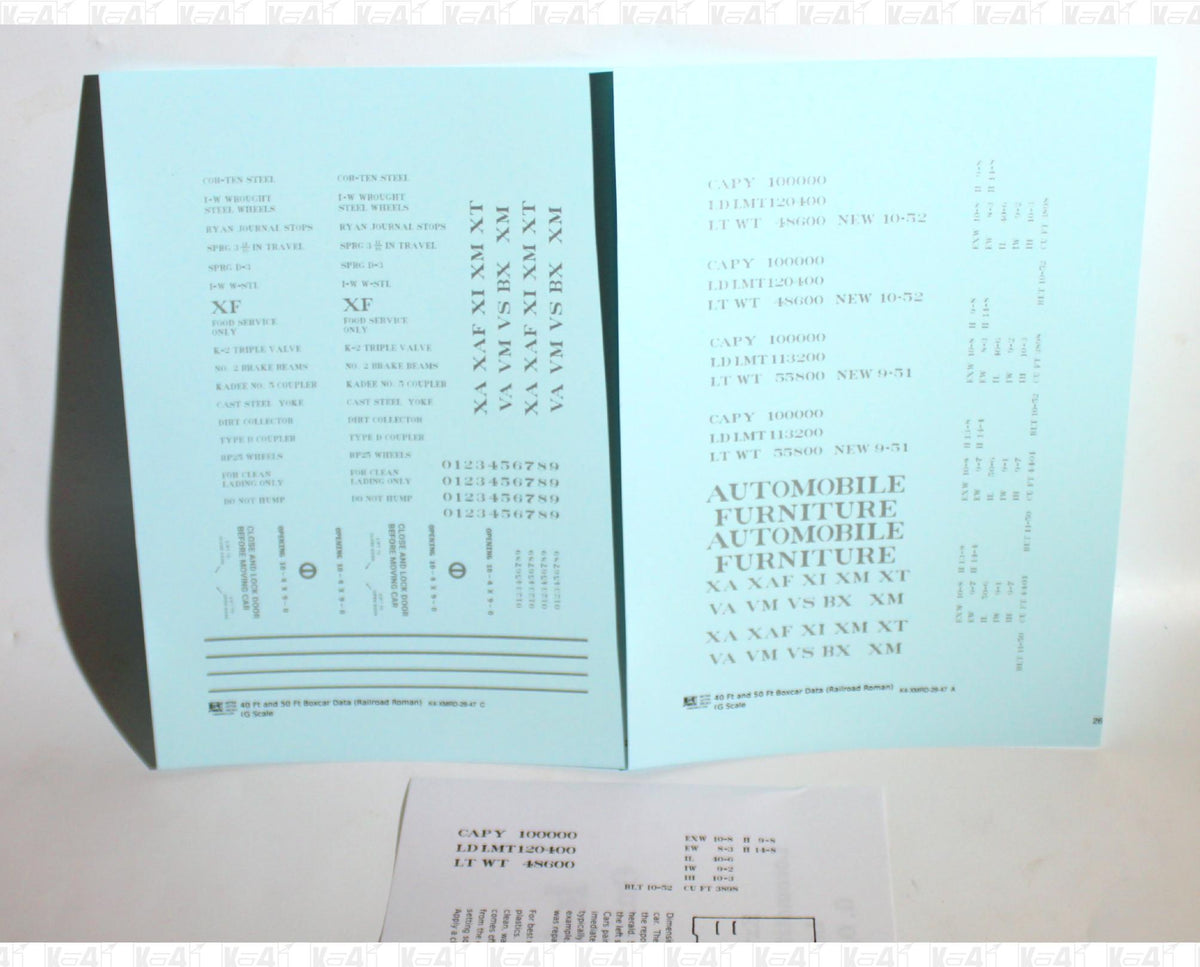40 To 50 Ft Boxcar Roman Font Dimensional Data Set