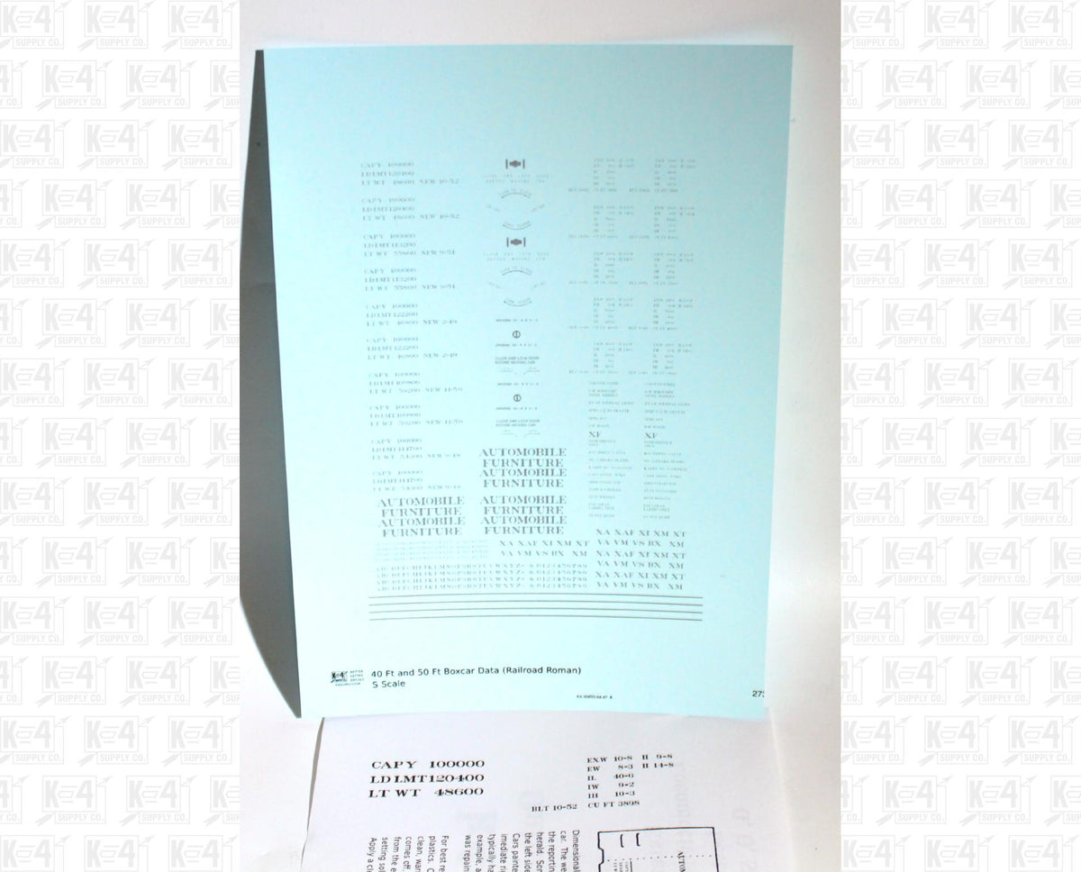 40 To 50 Ft Boxcar Roman Font Dimensional Data Set