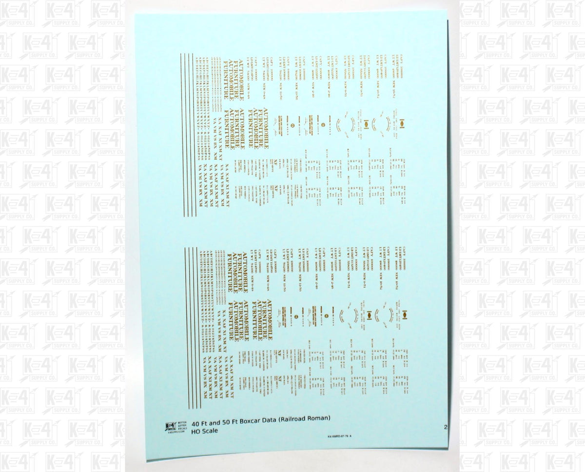 40 To 50 Ft Boxcar Roman Font Dimensional Data Set