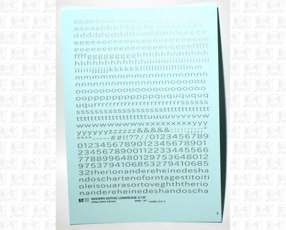 Lowercase Modern Gothic Letter Number Alphabet
