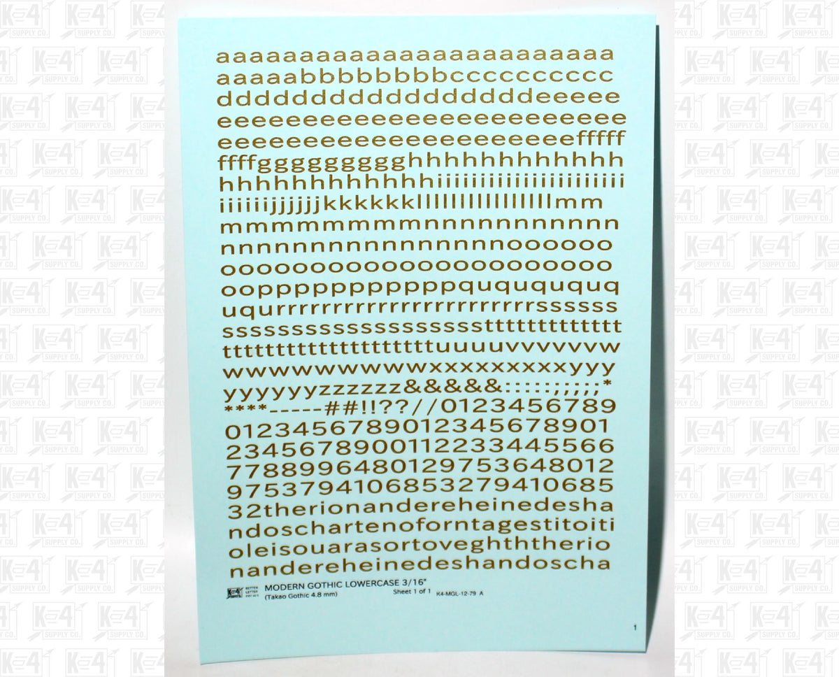 Lowercase Modern Gothic Letter Number Alphabet
