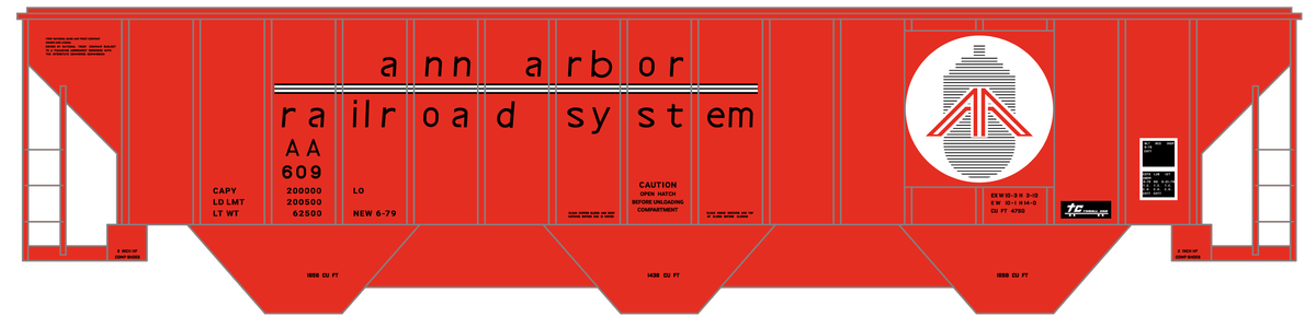 Ann Arbor 4750 Cuft Thrall Covered Hopper Black and White  - Decal