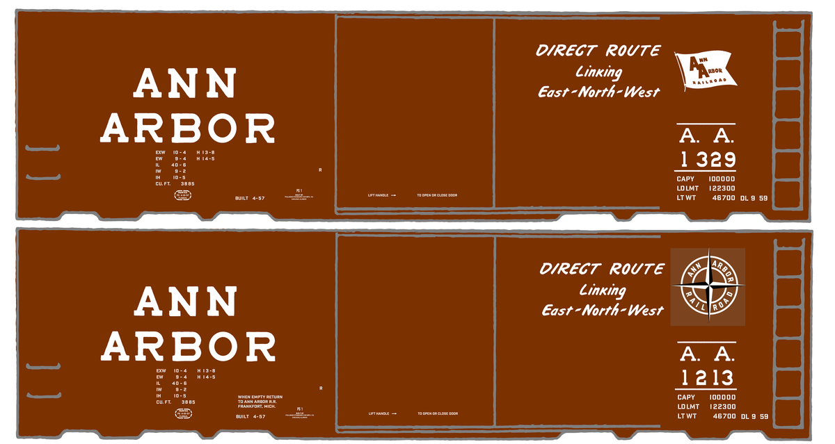 Ann Arbor 40 Ft Boxcar White Small Flag / Compass