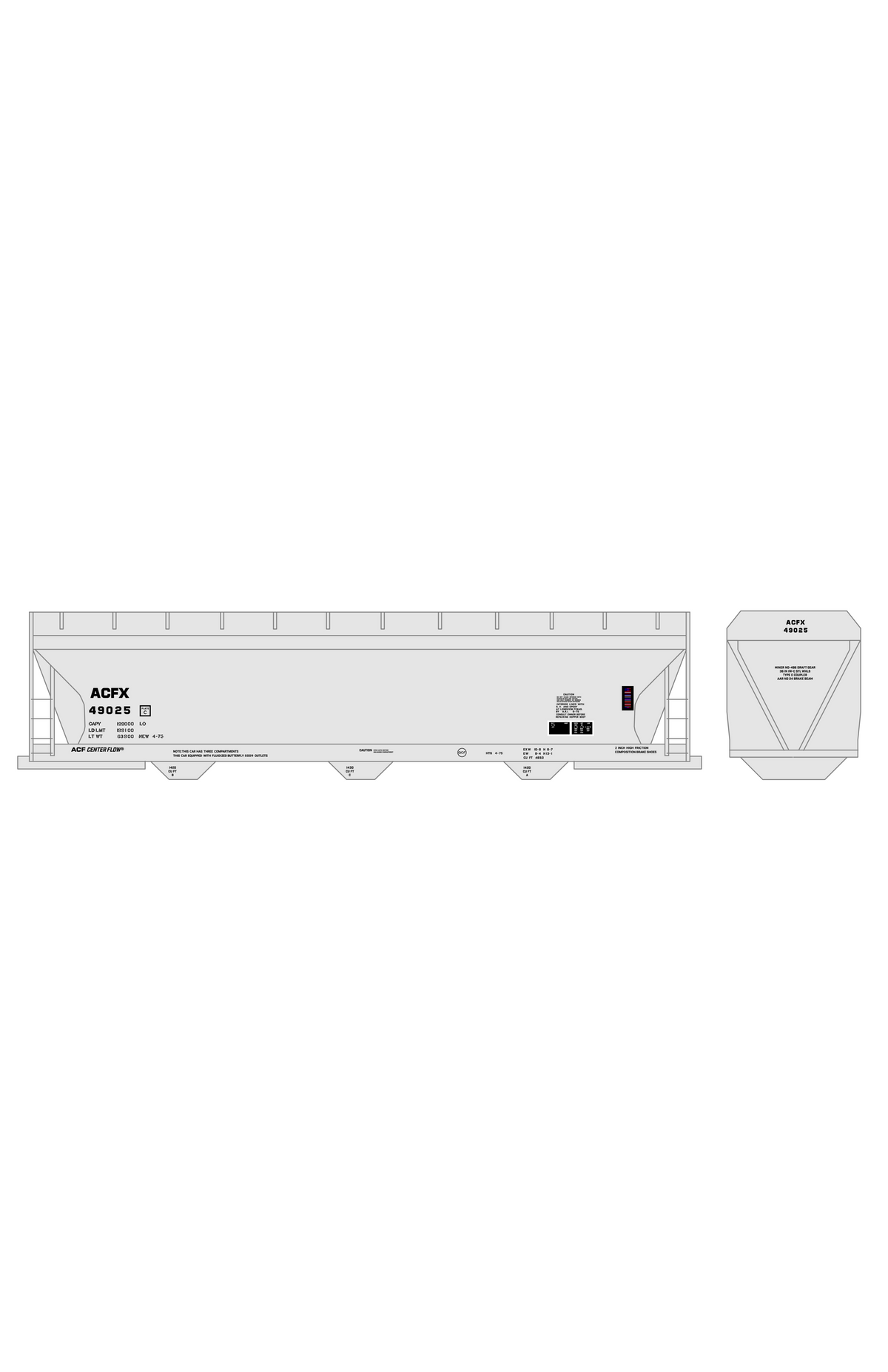 Data Only ACF Center Flow Covered Hopper Black