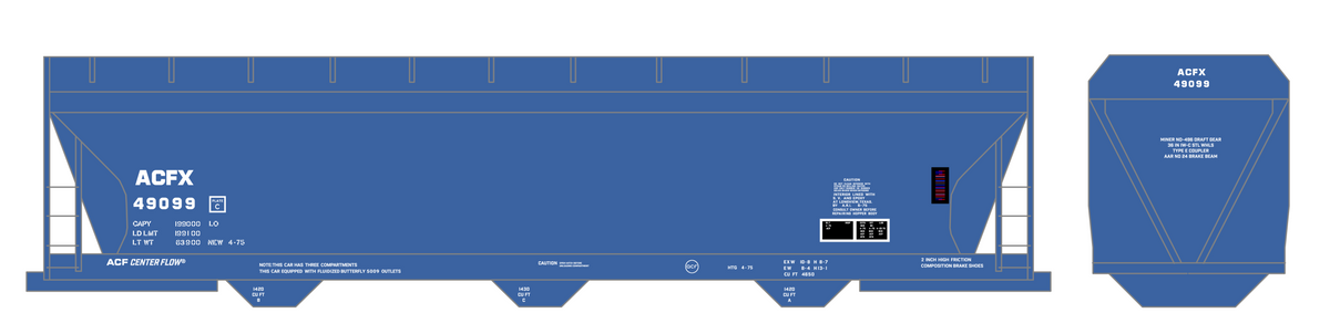 Data Only ACF Center Flow Covered Hopper White