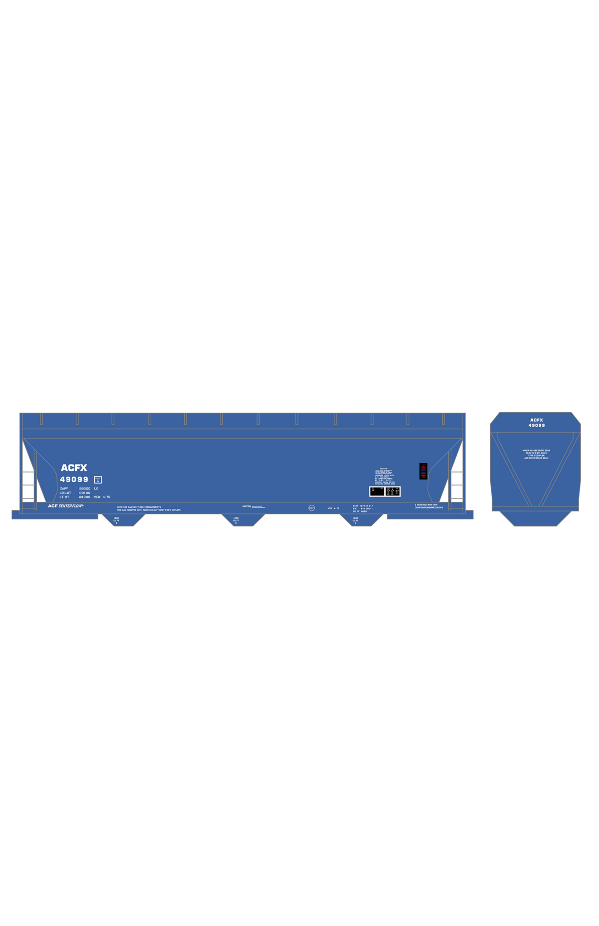 Data Only ACF Center Flow Covered Hopper White
