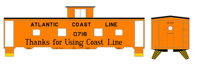 Atlantic Coast Line Steel Caboose Black Thanks For Using Coast Line