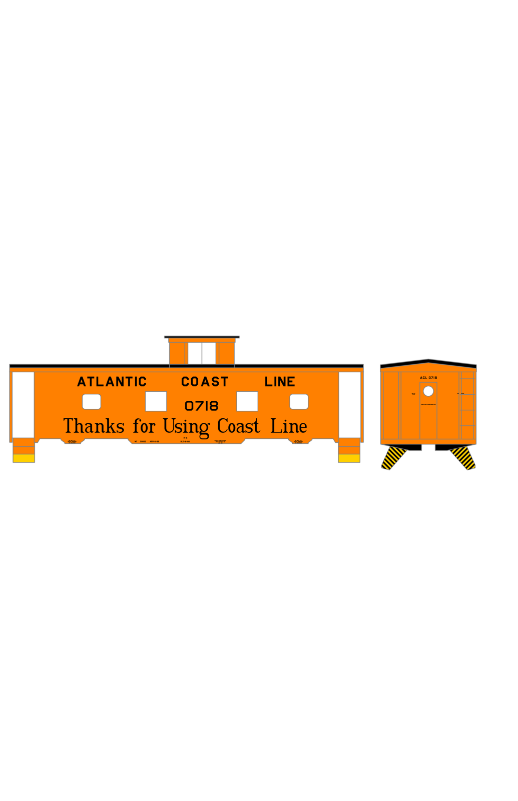 Atlantic Coast Line Steel Caboose Black Thanks For Using Coast Line