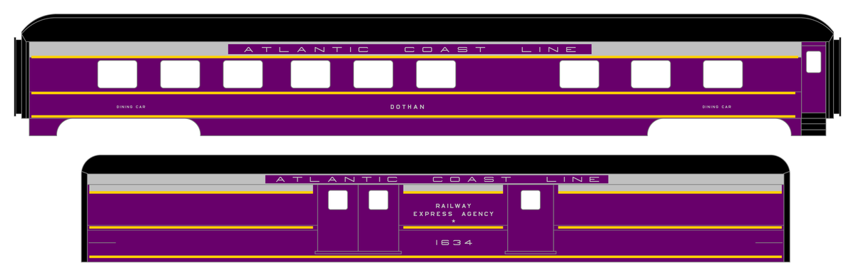 Atlantic Coast Line Heavyweight Passenger Car Silver Coach Baggage RPO