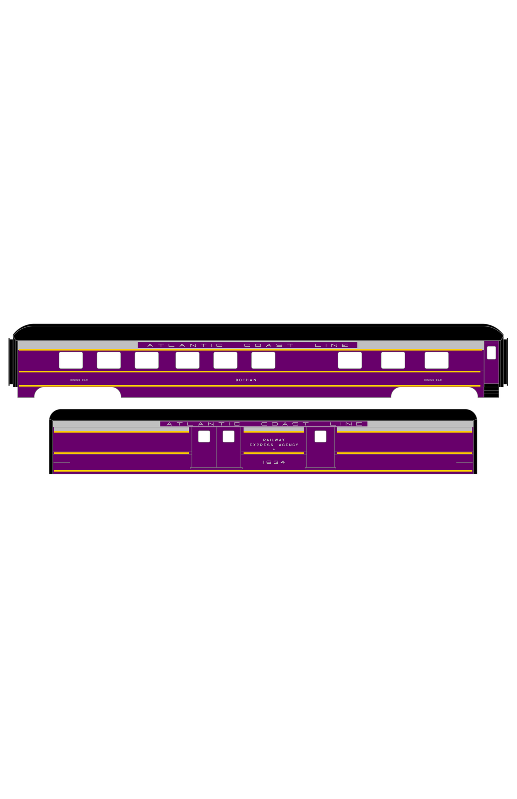 Atlantic Coast Line Heavyweight Passenger Car Silver Coach Baggage RPO
