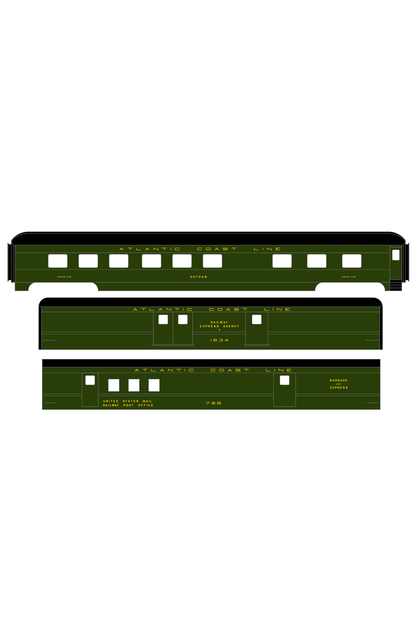 Atlantic Coast Line Heavyweight Passenger Car Yellow Coach Baggage RPO