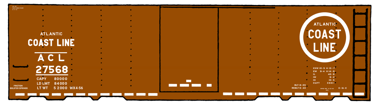 Atlantic Coast Line 40 Ft Boxcar ACL Large Coast Line in Logo