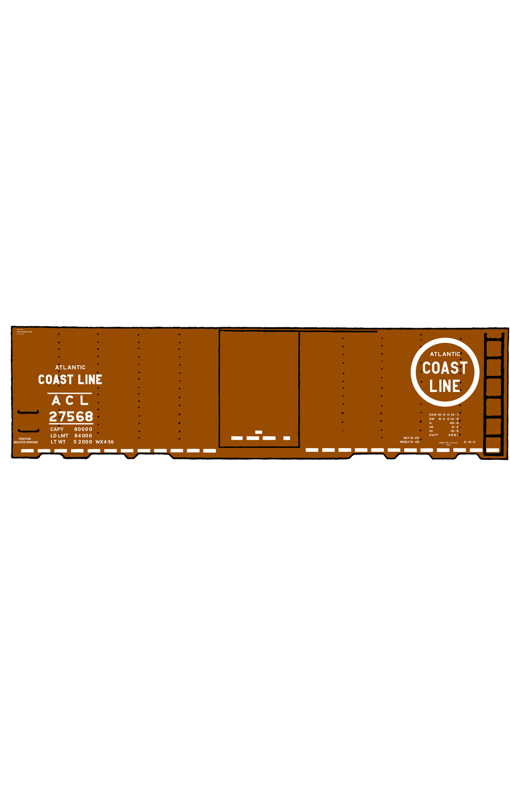 Atlantic Coast Line 40 Ft Boxcar ACL Large Coast Line in Logo