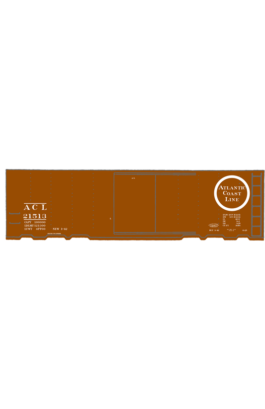 Atlantic Coast Line 40 Ft Boxcar White ACL Roman Font