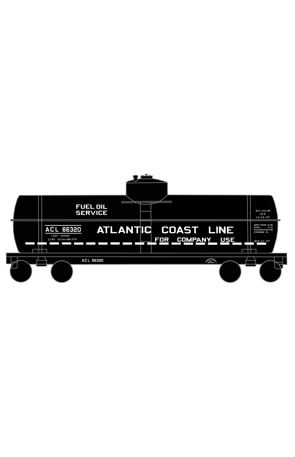 Atlantic Coast Line Tank Car White