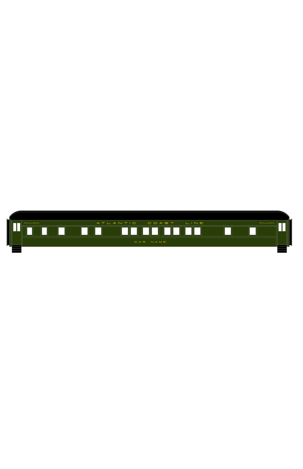 Atlantic Coast Line Heavyweight Passenger Car Yellow Pullman Cars