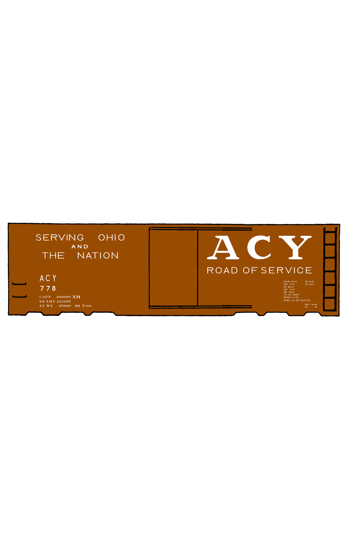 Akron Canton and Youngstown 40 Ft Boxcar Big White ACY