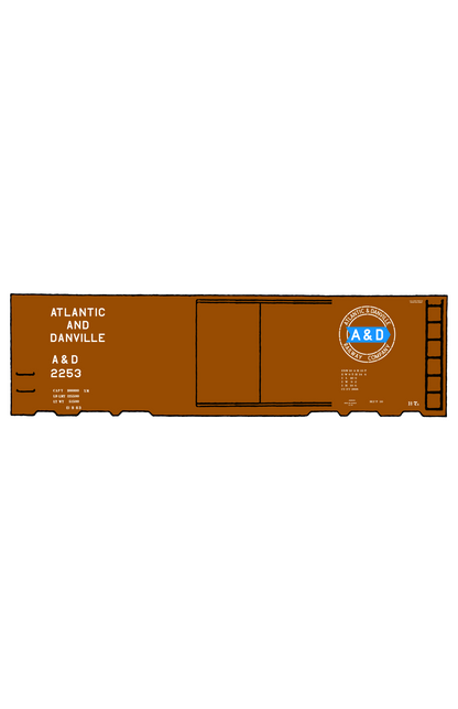 Atlantic and Danville 40 Ft Boxcar White and Blue