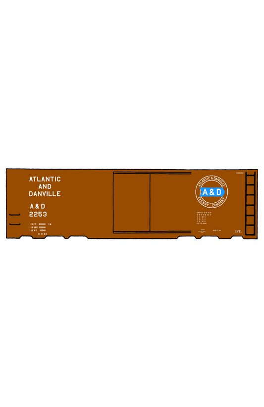 Atlantic and Danville 40 Ft Boxcar White and Blue