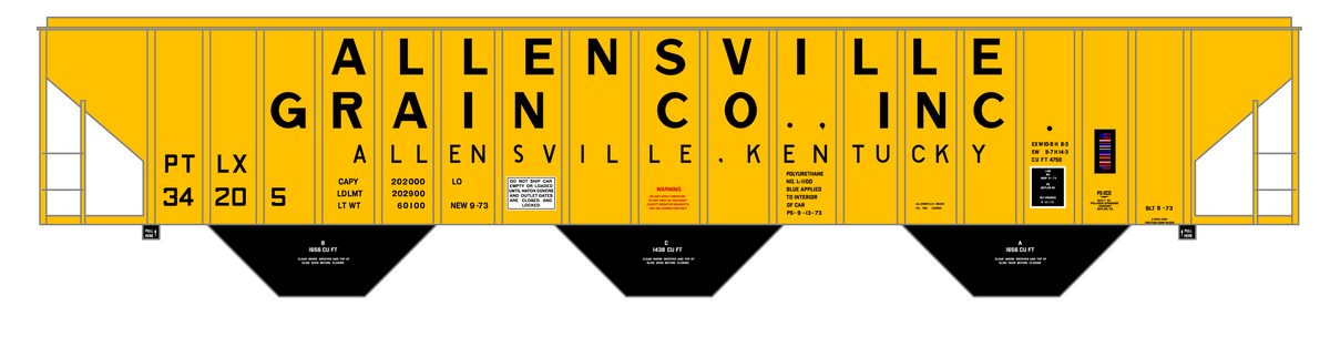 Allensville Grain Co. PS-2CD Covered Hopper Black Kentucky