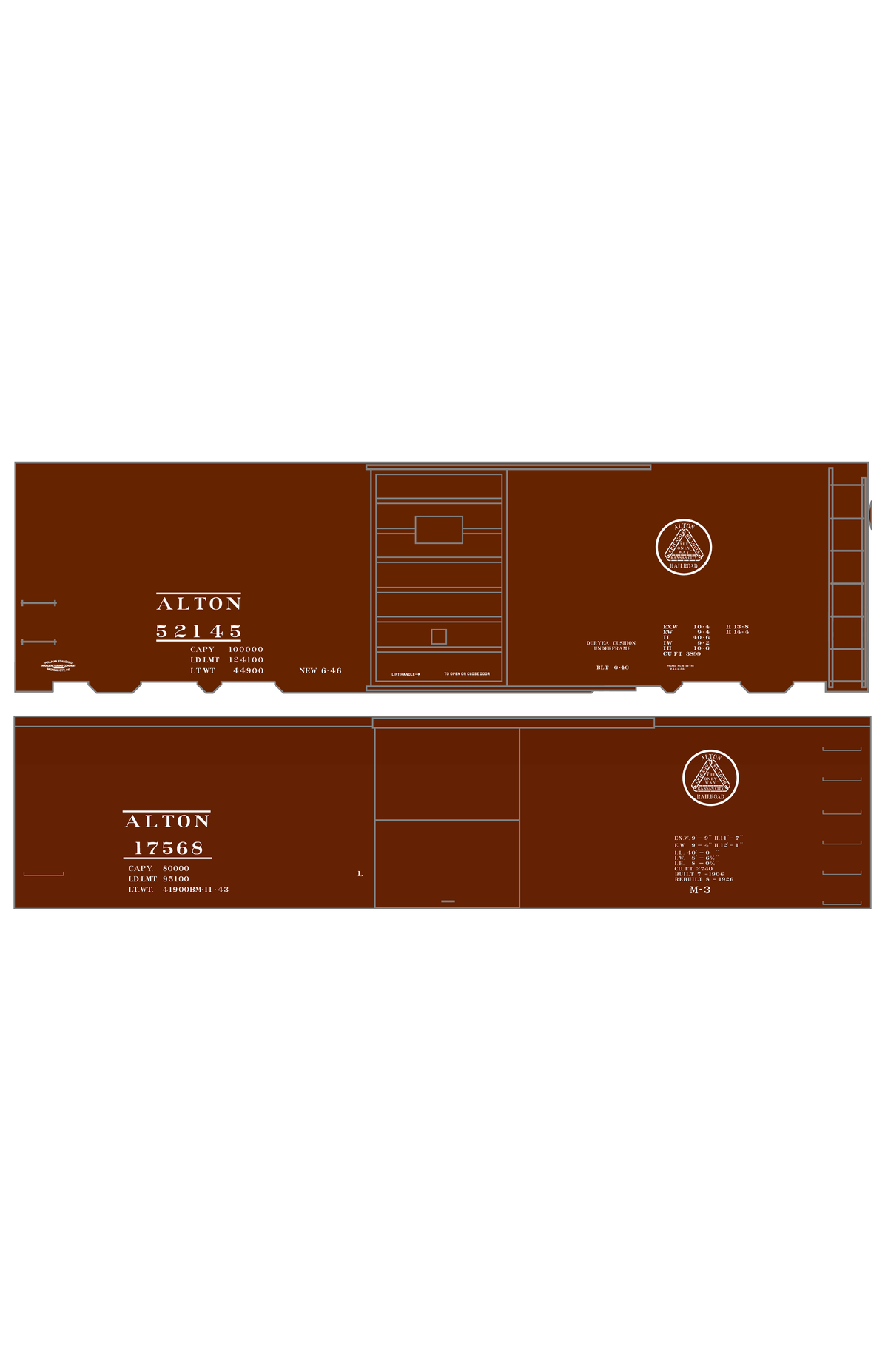Alton Railroad 40 Ft Boxcar White
