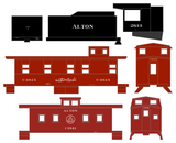 Alton Railroad Steam Locomotive and Caboose White  - Decal
