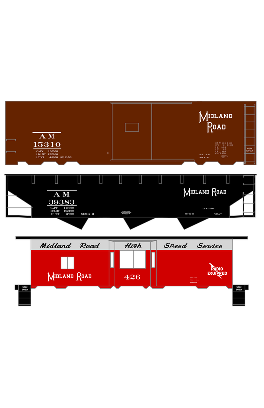 Midland Road Allegheny Midland Hopper Boxcar Or Caboose White and Black