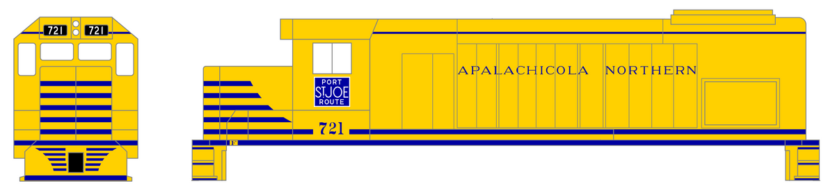 Apalachicola Northern EMD GP15-T Locomotive Blue Port St Joe Route
