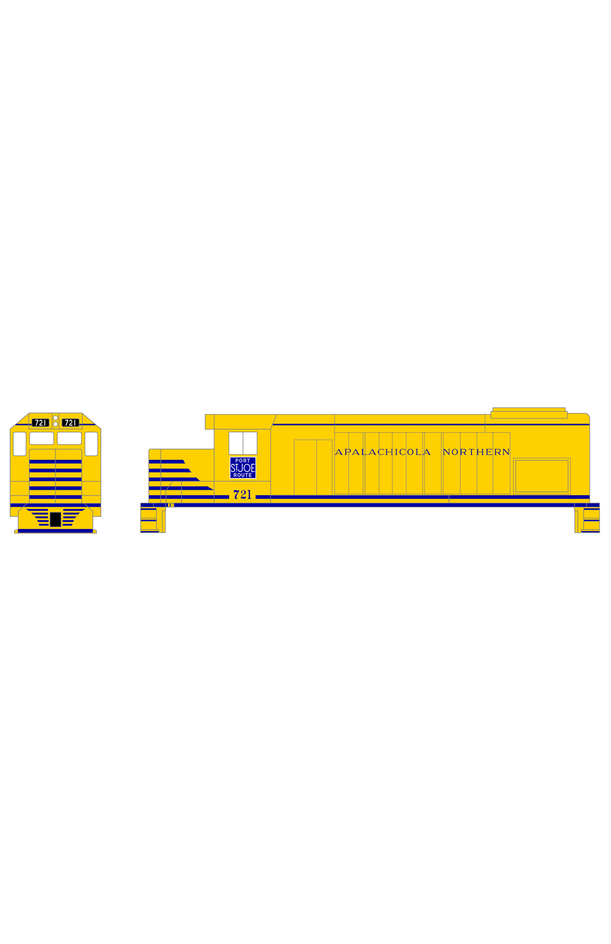 Apalachicola Northern EMD GP15-T Locomotive Blue Port St Joe Route