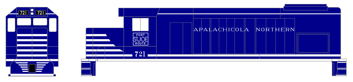 Apalachicola Northern EMD GP15-T Locomotive White Port St Joe Route