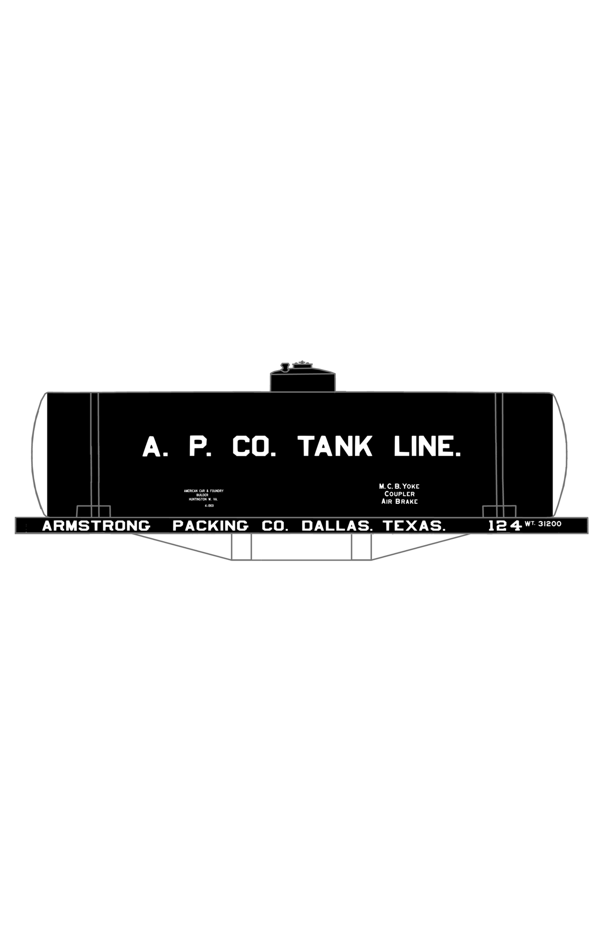 Armstrong Packing Early Tank Car White Dallas Texas