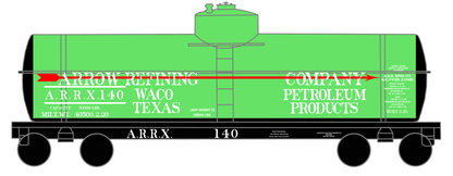 Arrow Refining Co Tank Car White and Red Waco, Texas